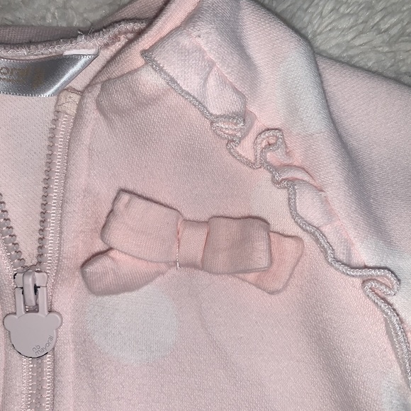 Mayoral Baby Pink Sweatshirt 6-9M White Polka Dot Zip EUC - Picture 7 of 13